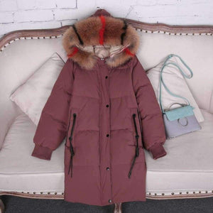 Planet Gates big real fur collar 9 / M Winter Jacket Women Raccoon Fur Collar Hooded Thick For Womens Jackets And Coats Winter Parka For Female