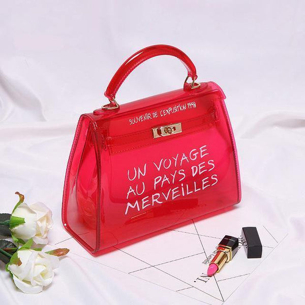 Planet Gates Big red Transparent PVC Women Messenger Bag Luxury Handbags Women Bags Designer Jelly Purse sac a main Bolsa Brand Leather Handbag