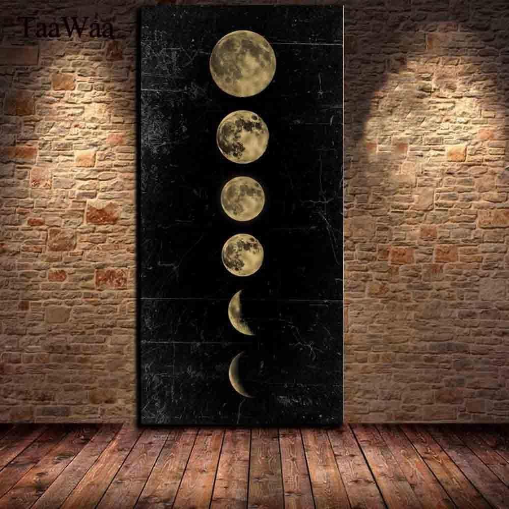 Big Size Eclipse of The Moon Wall Art Picture Minimalist Canvas Poster Print Universe Long Banner Art Painting Home Decor