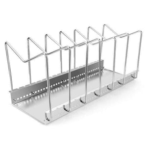 Pot Lid Rack Pan&Cutting Board Holder Stand Kitchen Organizer Dual Racks Chopping Board Shelf Stainless Steel Shelf Pan Rack