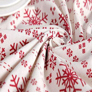 Planet Gates Big Snowflake / 60cm X 60cm Linen Cotton Tablecloth Red Snowflakes Christmas Pattern Table Cloth Wedding Banquet Washable Table Cover Textiles