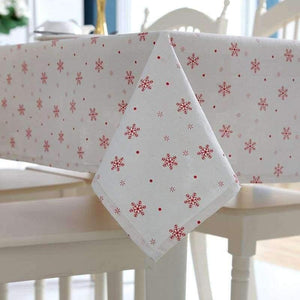 Planet Gates Big Snowflake / 60cm X 60cm Linen Cotton Tablecloth Red Snowflakes Christmas Pattern Table Cloth Wedding Banquet Washable Table Cover Textiles