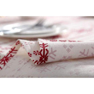 Planet Gates Big Snowflake / 60cm X 60cm Linen Cotton Tablecloth Red Snowflakes Christmas Pattern Table Cloth Wedding Banquet Washable Table Cover Textiles