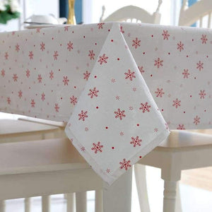 Planet Gates Big Snowflake / 60cm X 60cm Linen Cotton Tablecloth Red Snowflakes Christmas Pattern Table Cloth Wedding Banquet Washable Table Cover Textiles