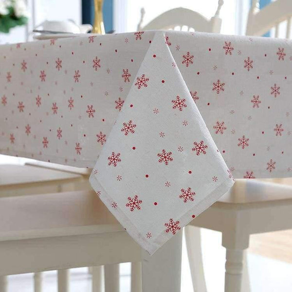 Planet Gates Big Snowflake / 60cm X 60cm Linen Cotton Tablecloth Red Snowflakes Christmas Pattern Table Cloth Wedding Banquet Washable Table Cover Textiles