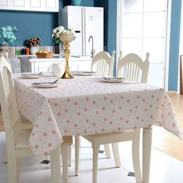 Planet Gates Big Snowflake / 60cm X 60cm Linen Cotton Tablecloth Red Snowflakes Christmas Pattern Table Cloth Wedding Banquet Washable Table Cover Textiles