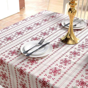 Planet Gates Big Snowflake / 60cm X 60cm Linen Cotton Tablecloth Red Snowflakes Christmas Pattern Table Cloth Wedding Banquet Washable Table Cover Textiles