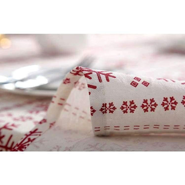 Planet Gates Big Snowflake / 60cm X 60cm Linen Cotton Tablecloth Red Snowflakes Christmas Pattern Table Cloth Wedding Banquet Washable Table Cover Textiles