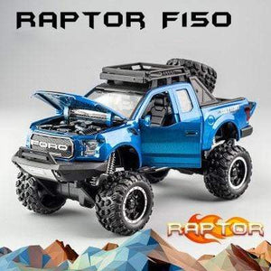 Planet Gates Big wheel Blue 1:32 Ford Raptor F150 Big Wheel Alloy Diecast Car Model Car Pull Back Vehicle Collection Children Toy Car Gifts