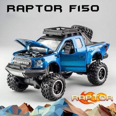 Planet Gates Big wheel Blue 1:32 Ford Raptor F150 Big Wheel Alloy Diecast Car Model Car Pull Back Vehicle Collection Children Toy Car Gifts