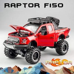 Planet Gates Big wheel Red 1:32 Ford Raptor F150 Big Wheel Alloy Diecast Car Model Car Pull Back Vehicle Collection Children Toy Car Gifts