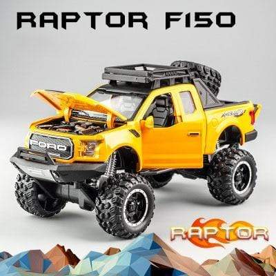 Planet Gates Big wheel Yellow 1:32 Ford Raptor F150 Big Wheel Alloy Diecast Car Model Car Pull Back Vehicle Collection Children Toy Car Gifts