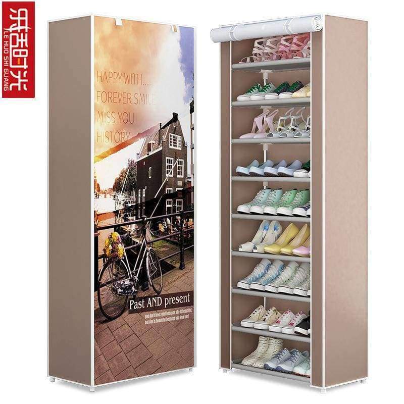 Planet Gates Bike 10L / China Simple Multi-Layer Shoe Rack Oxford Cloth Galvanized Tube Assembled Storage Cabinet Dorm Shoes Shelf Closet for Home Furniture