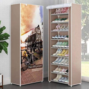 Planet Gates Bike 10L / China Simple Multi-Layer Shoe Rack Oxford Cloth Galvanized Tube Assembled Storage Cabinet Dorm Shoes Shelf Closet for Home Furniture