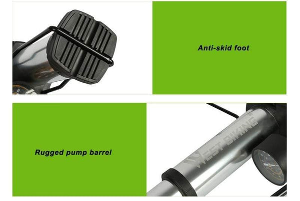 Planet Gates BIKE Foot Activated Floor Pump With Gauge Cycle Air Pump Mini Portable Portable 80 PSI Bike Bicycle Tire Floor Pump