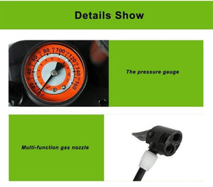 Planet Gates BIKE Foot Activated Floor Pump With Gauge Cycle Air Pump Mini Portable Portable 80 PSI Bike Bicycle Tire Floor Pump