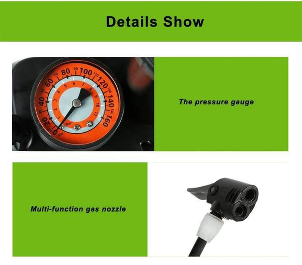 Planet Gates BIKE Foot Activated Floor Pump With Gauge Cycle Air Pump Mini Portable Portable 80 PSI Bike Bicycle Tire Floor Pump