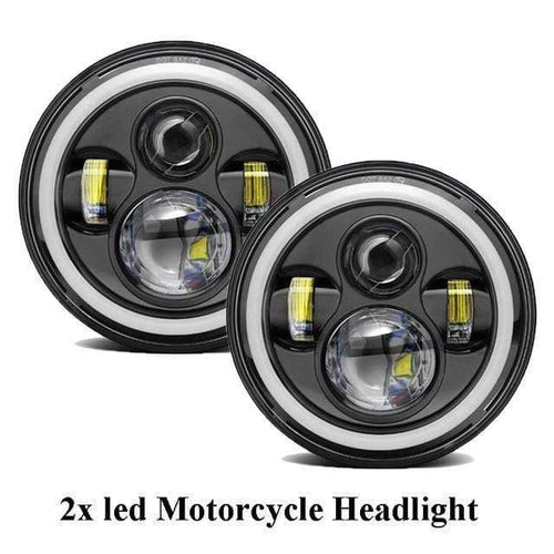 Planet Gates bike headlightx2 7 inch Led Headlight universal motorcycle Headlamp led moto front light bulbs headlight for car ATV SUV scooter motorbike lights