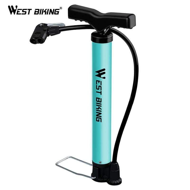 Planet Gates Bike Pump 120 PSI Steel Turquoise Cycling Pump Air Inflator Schrader & Presta Valve Road MTB Bike Tire Bicycle Pump