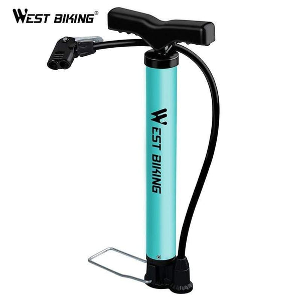 Planet Gates Bike Pump 120 PSI Steel Turquoise Cycling Pump Air Inflator Schrader & Presta Valve Road MTB Bike Tire Bicycle Pump