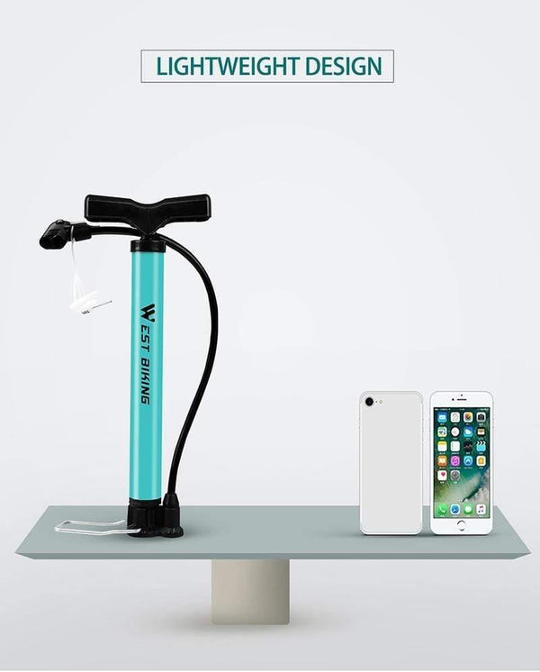 Planet Gates Bike Pump 120 PSI Steel Turquoise Cycling Pump Air Inflator Schrader & Presta Valve Road MTB Bike Tire Bicycle Pump