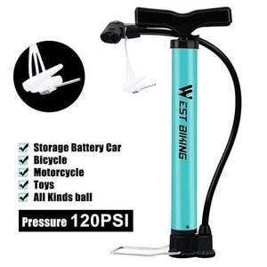 Planet Gates Bike Pump 120 PSI Steel Turquoise Cycling Pump Air Inflator Schrader & Presta Valve Road MTB Bike Tire Bicycle Pump