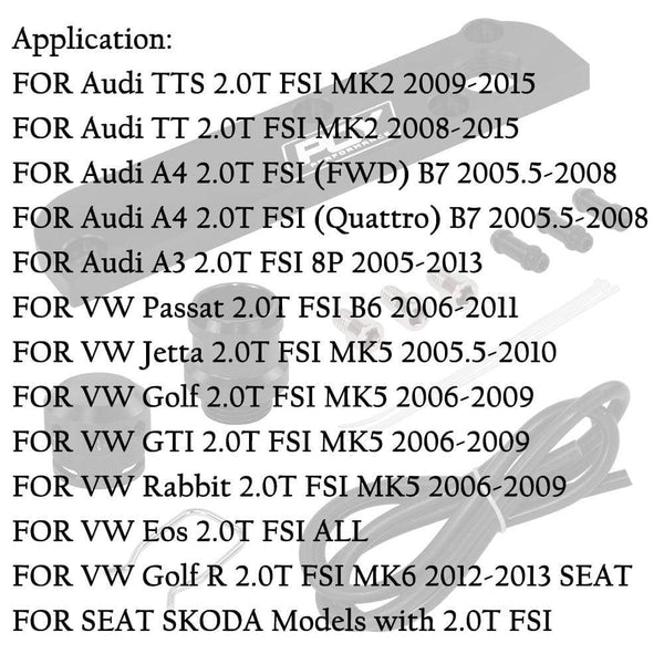 Planet Gates Billet PCV Delete Plate Kit Revamp Adapter for Volkswagen(VW)/Audi/SEAT/Skoda EA113 Engines with PQY logo TSB01