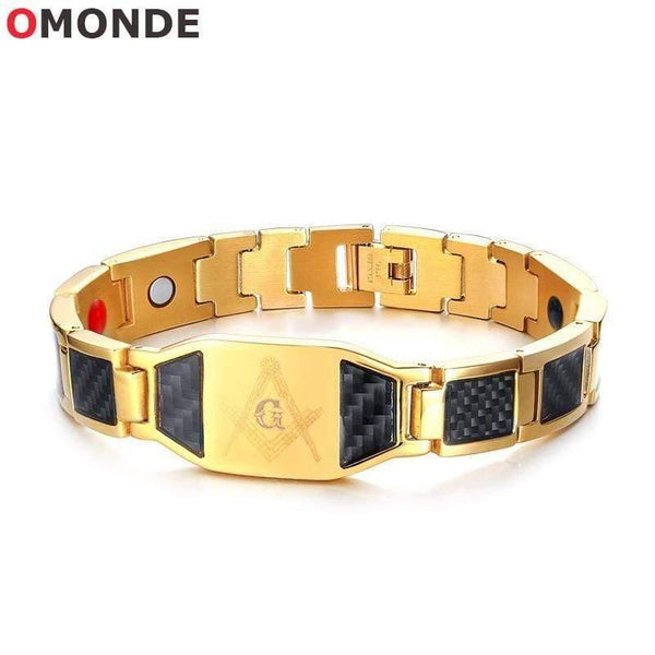 Planet Gates Bio Energy Hologram Bracelets for Men Magnets Magnetic Healthy Bangles Male Hand Cuff Luxury Masonic Jewelry 21.5 cm