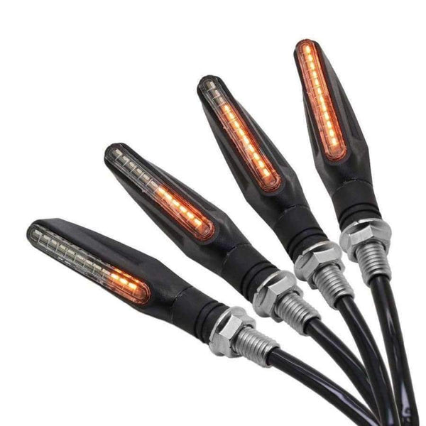 Planet Gates BJMOTO 4pcs Flowing LED Motorcycle Turn Signal Indicators Sequential Blinkers Flashers Flexible Bendable Amber Light Lamp
