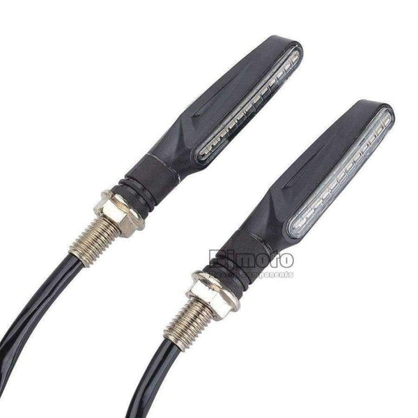 BJMOTO 4pcs Flowing LED Motorcycle Turn Signal Indicators Sequential Blinkers Flashers Flexible Bendable Amber Light Lamp