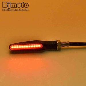 Bjmoto 4Pcs Flowing Led Motorcycle Turn Signal Indicators Sequential Blinkers Flashers Flexible Bendable Amber Light Lamp
