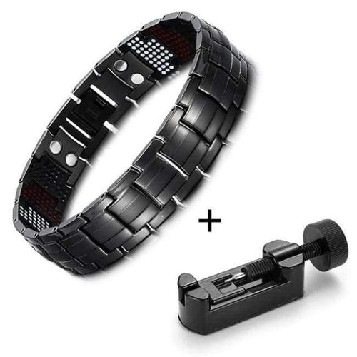 Planet Gates BK bracelet adjust RainSo Male Bracelet Health Germanium Bracelet Charm Black Titanium Magnetic Therapy Bangles Unique Wristband Men Jewelry 1316