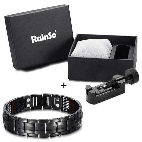 Planet Gates BK bracelet set RainSo Male Bracelet Health Germanium Bracelet Charm Black Titanium Magnetic Therapy Bangles Unique Wristband Men Jewelry 1316