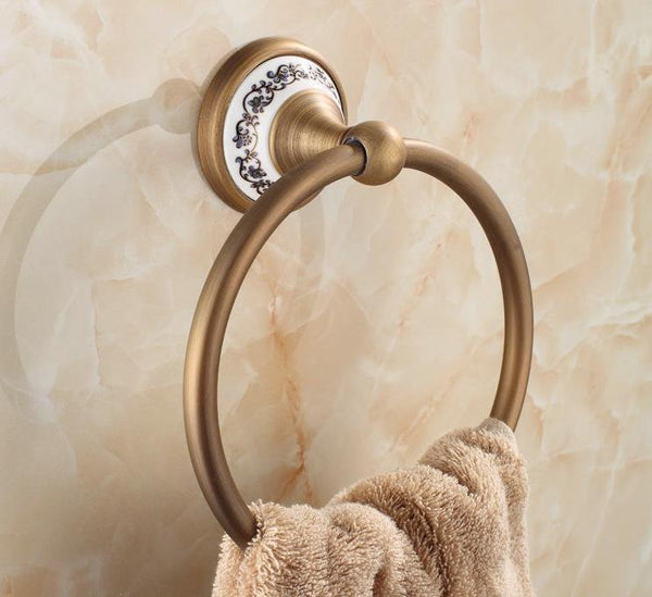 Planet Gates BK Ceramic Bathroom Products Round Base Brushed Accessories Set Antique Brass Bath Hardware Sets wall mounted anqtiue bathroom set