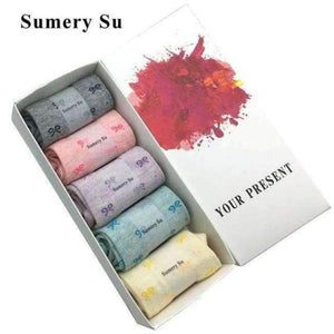 Planet Gates BK with Gift Box / One Size Flower Socks Women Cute Cotton Casual Happy Short Ankle Socks Female Ladies Girl European Style 5 Pairs /Lot