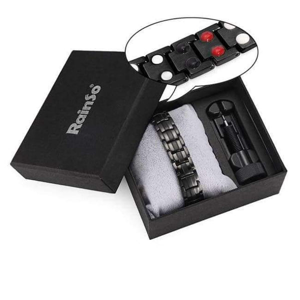 Planet Gates BK1 bracelet set RainSo Male Bracelet Health Germanium Bracelet Charm Black Titanium Magnetic Therapy Bangles Unique Wristband Men Jewelry 1316
