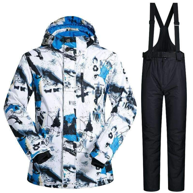 Planet Gates BL And Black / M Winter Ski Suit Men Thermal Jackets Waterproof Snowboard Suits Cross Country Skiing And Snowboarding Jackets For Men