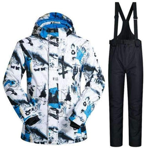 Planet Gates BL And Black / M Winter Ski Suit Men Thermal Jackets Waterproof Snowboard Suits Cross Country Skiing And Snowboarding Jackets For Men