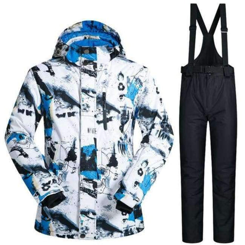 Planet Gates BL And Black / M Winter Ski Suit Men Thermal Jackets Waterproof Snowboard Suits Cross Country Skiing And Snowboarding Jackets For Men