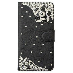 Planet Gates BL Black Camellia / PU leather Diamond Flip Leather Phone Case For Huawei P8 LITE 2017/P9 LITE 2017/Honor 8 lite,Wallet Style Cover With Card Slot