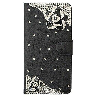 Planet Gates BL Black Camellia / PU leather Diamond Flip Leather Phone Case For Huawei P8 LITE 2017/P9 LITE 2017/Honor 8 lite,Wallet Style Cover With Card Slot