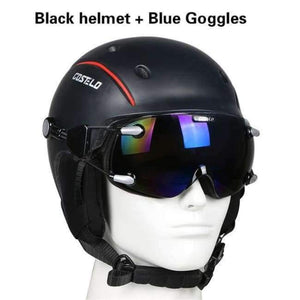 Planet Gates BL with blue goggles Skateboard Ski Snowboard Helmet ski goggles Integrally-molded Ultralight Breathable Ski Helmet