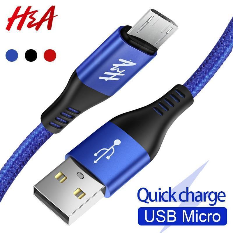 H&A Micro USB Cable Quick Charger Cable Nylon Braided USB Charger For Xiaomi Huawei LG Samsung Mobile Phone USB Charging Cord - Planet Gates