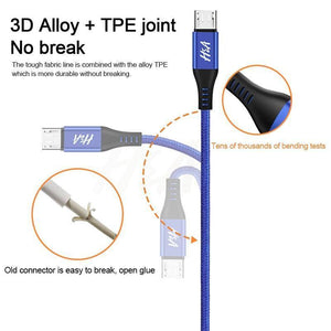 Planet Gates Black / 0.25m H&A Micro USB Cable Quick Charger Cable Nylon Braided USB Charger For Xiaomi Huawei LG Samsung Mobile Phone USB Charging Cord