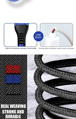 Planet Gates Black / 0.25m H&A Micro USB Cable Quick Charger Cable Nylon Braided USB Charger For Xiaomi Huawei LG Samsung Mobile Phone USB Charging Cord