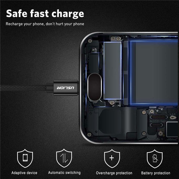 Planet Gates Black / 0.3m USLION Micro USB Cable 2A Fast Charge USB Data Cable for Samsung Huawei Xiaomi LG Andriod Microusb Mobile Phone Charger Cables