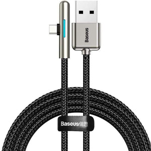 Baseus 40W USB Type C Cable for Huawei P30 Mate 30 Pro Fast Charging Type C Cable Elbow LED USB Cable for Samsung S10 USB-C Wire