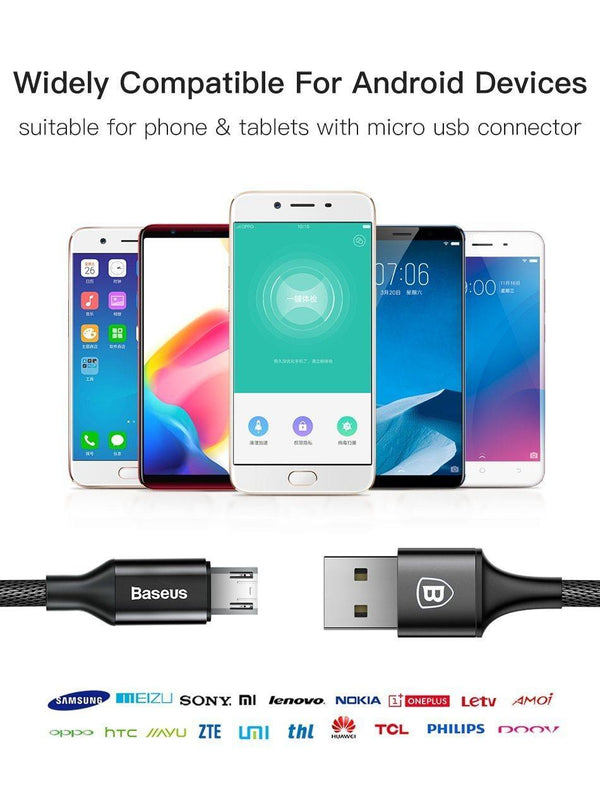 Planet Gates Black / 0.5m Baseus Reversible Micro USB Cable For Samsung Xiaomi Redmi Note 4X Mobile Phone Data Sync Cable Double-Sided USB Charger Cable