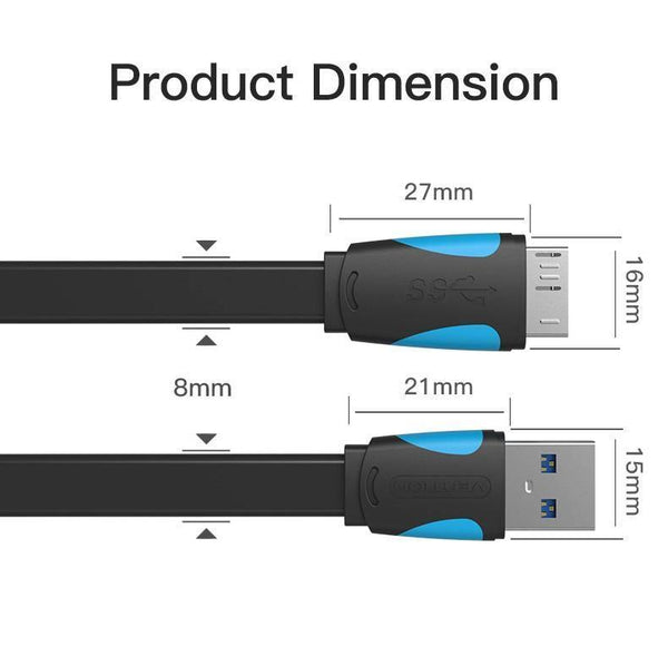 Vention Micro USB 3.0 Cable 2M 0.5M Fast USB Charger Data Sync Cable USB 3.0 Mobile Phone Cable for Samsung S5 Hard Drive Disk - Planet Gates
