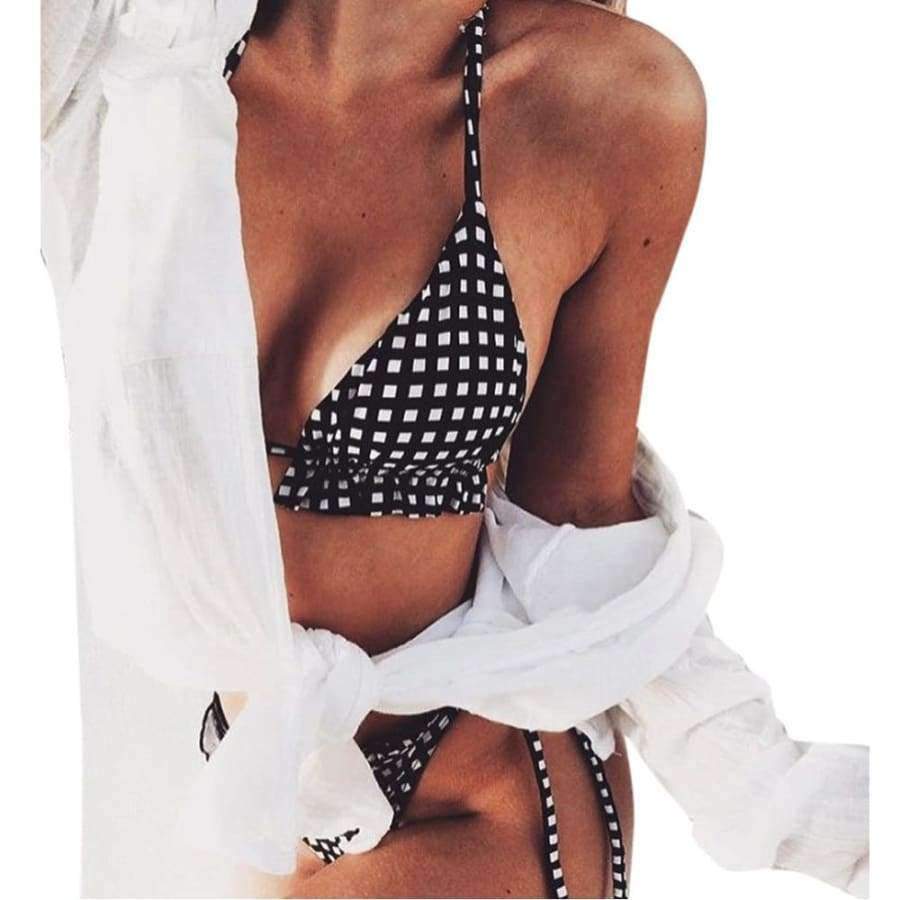 Planet Gates Black / 0 Swimwear women Bodysuits Sexy black lattice bikini women swimwear swimwear pregnant woman fato de banho JL 11